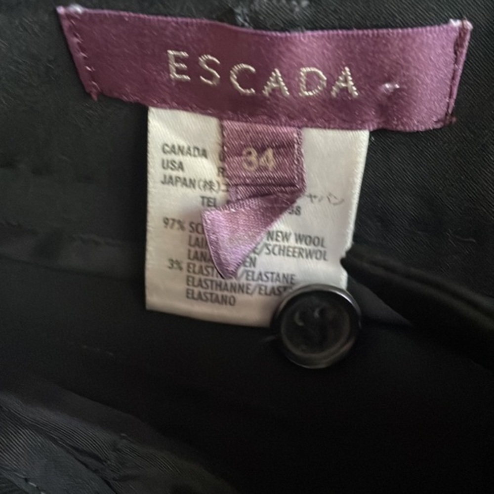 ESCADA pants trousers size 34 or 4 or XS black career Pleated - Picture 5 of 13